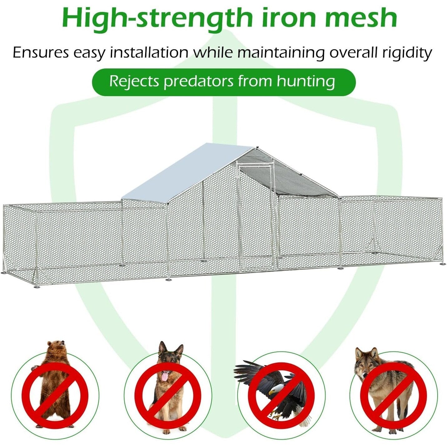 AECOJOY Grande Volière pour Poules en Métal, Cage à Poules en Métal avec Accès Direct