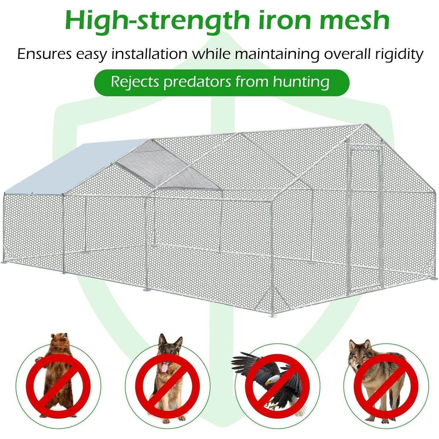 AECOJOY Grande Volière pour Poules en Métal, Cage à Poules en Métal avec Accès Direct