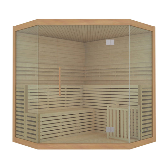 Sauna intérieur en bois ALEKO pour 5 à 6 personnes, avec chauffage électrique - 190 x 190 x 210 cm (75 x 75 x 83 pouces)