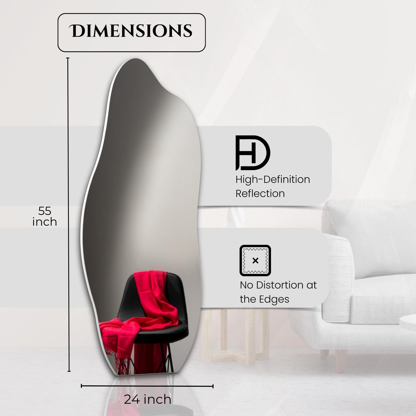 MIROIR Mural Asymétrique et Irregulier ALYA