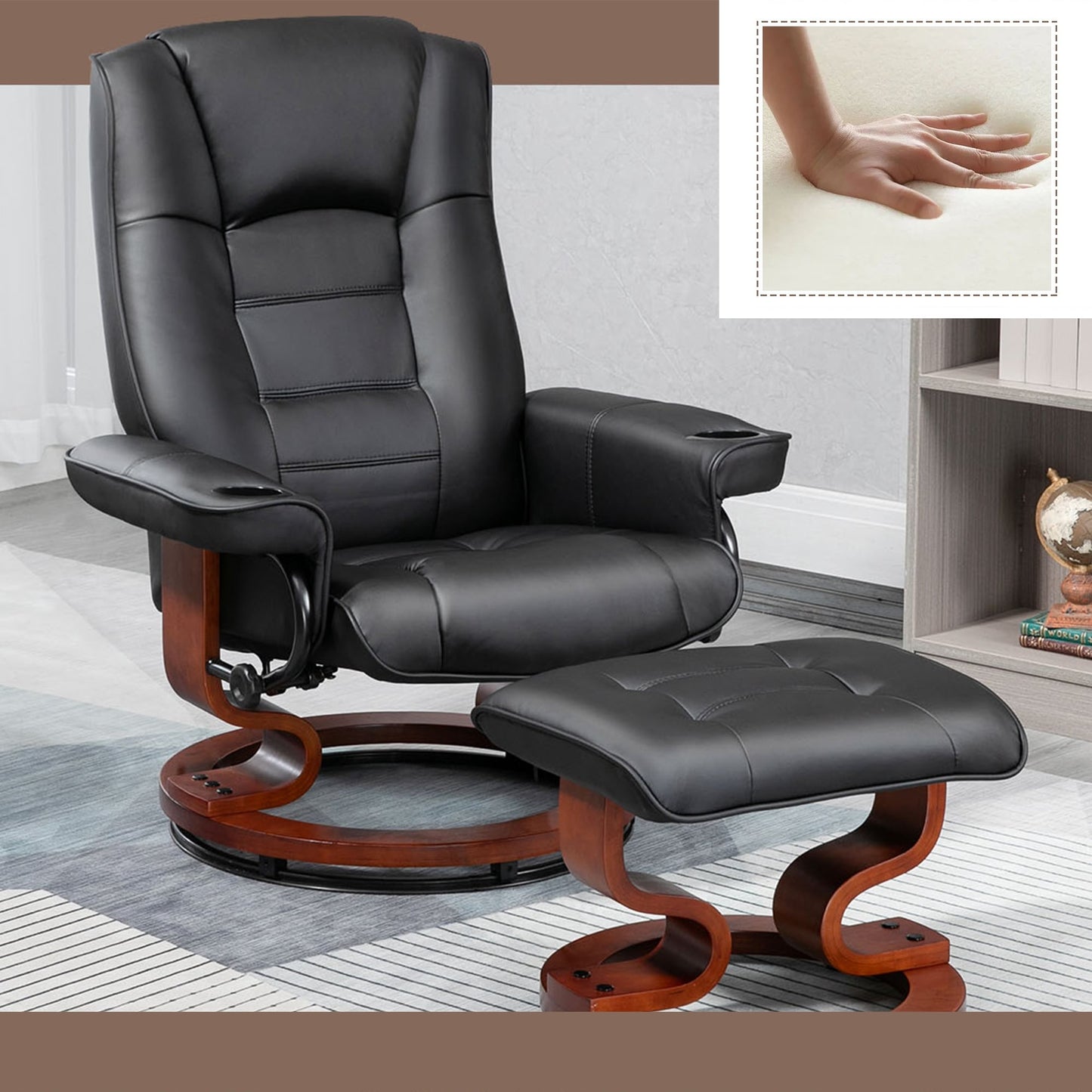 Fauteuil inclinable AVAWING avec repose-pieds pivotant