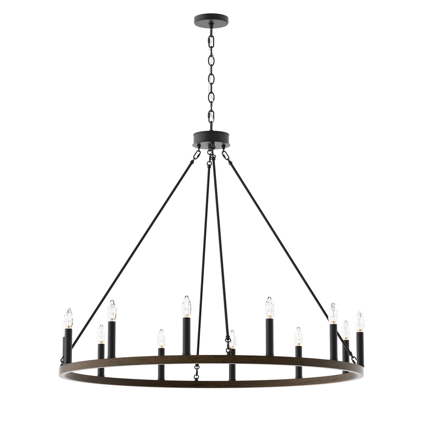 Suspension Acroma à 12 lumières, style ferme, en forme de roue de charrette de 40 pouces, avec certification UL - 40'' de diamètre x 138'' de hauteur