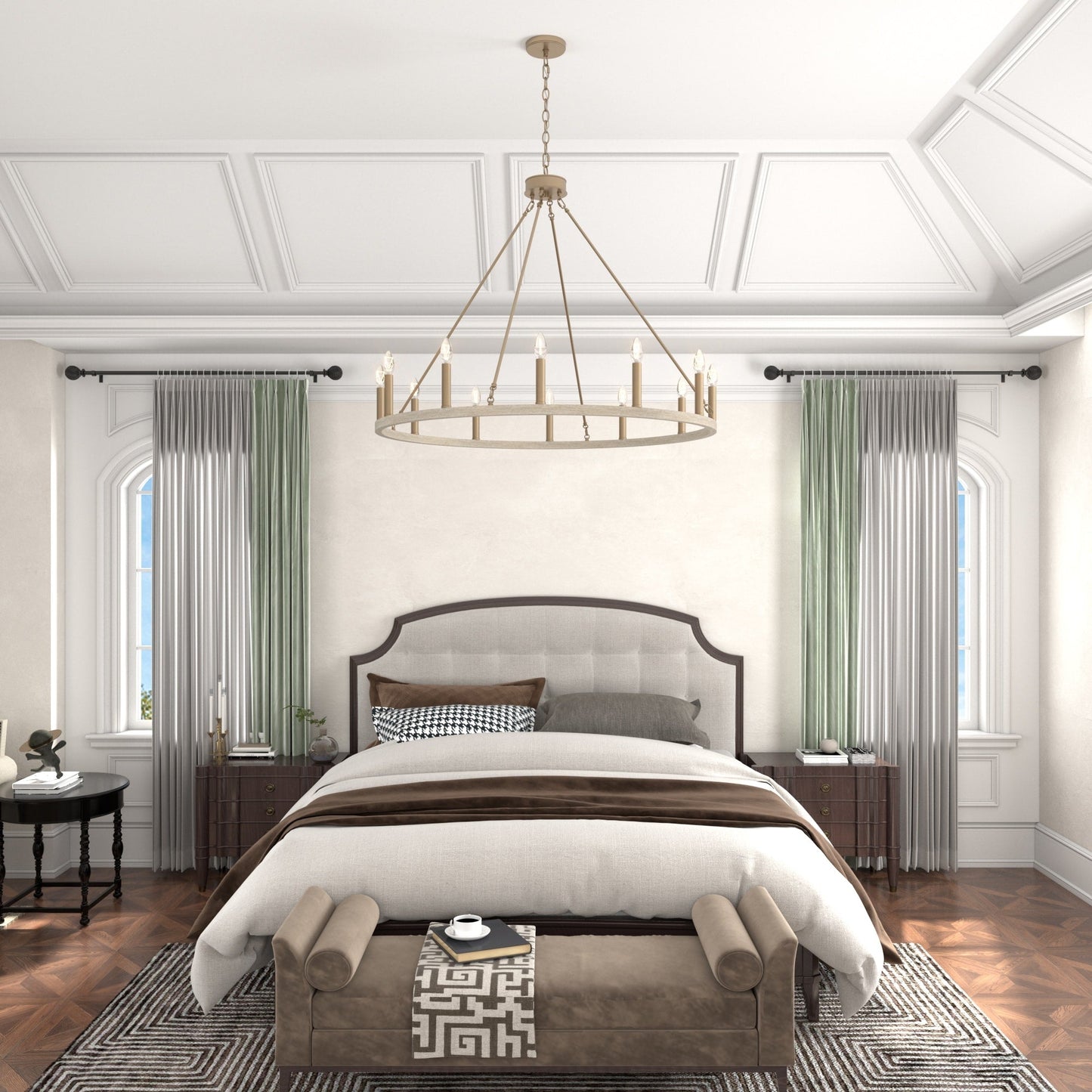 Suspension Acroma à 12 lumières, style ferme, en forme de roue de charrette de 40 pouces, avec certification UL - 40'' de diamètre x 138'' de hauteur