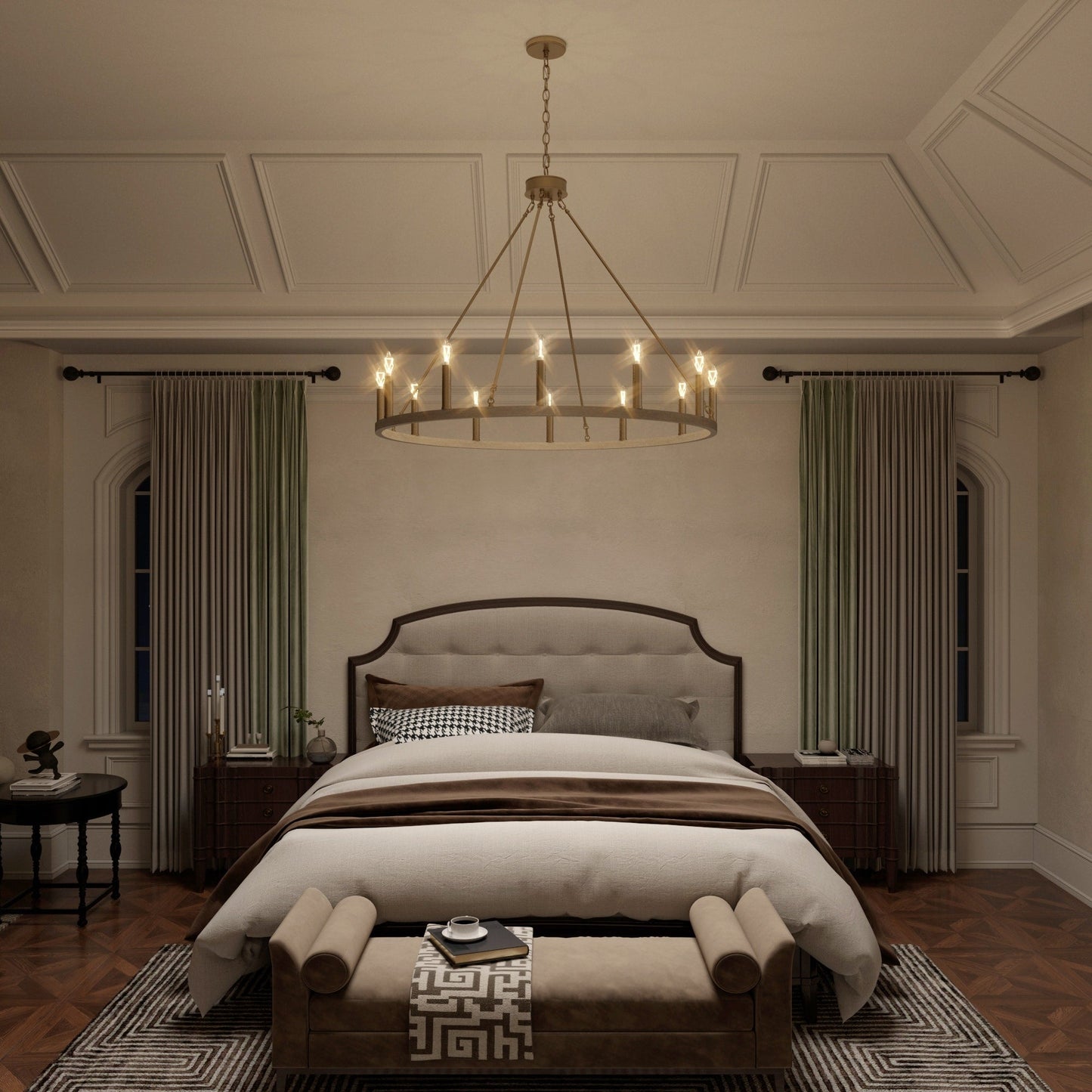 Suspension Acroma à 12 lumières, style ferme, en forme de roue de charrette de 40 pouces, avec certification UL - 40'' de diamètre x 138'' de hauteur