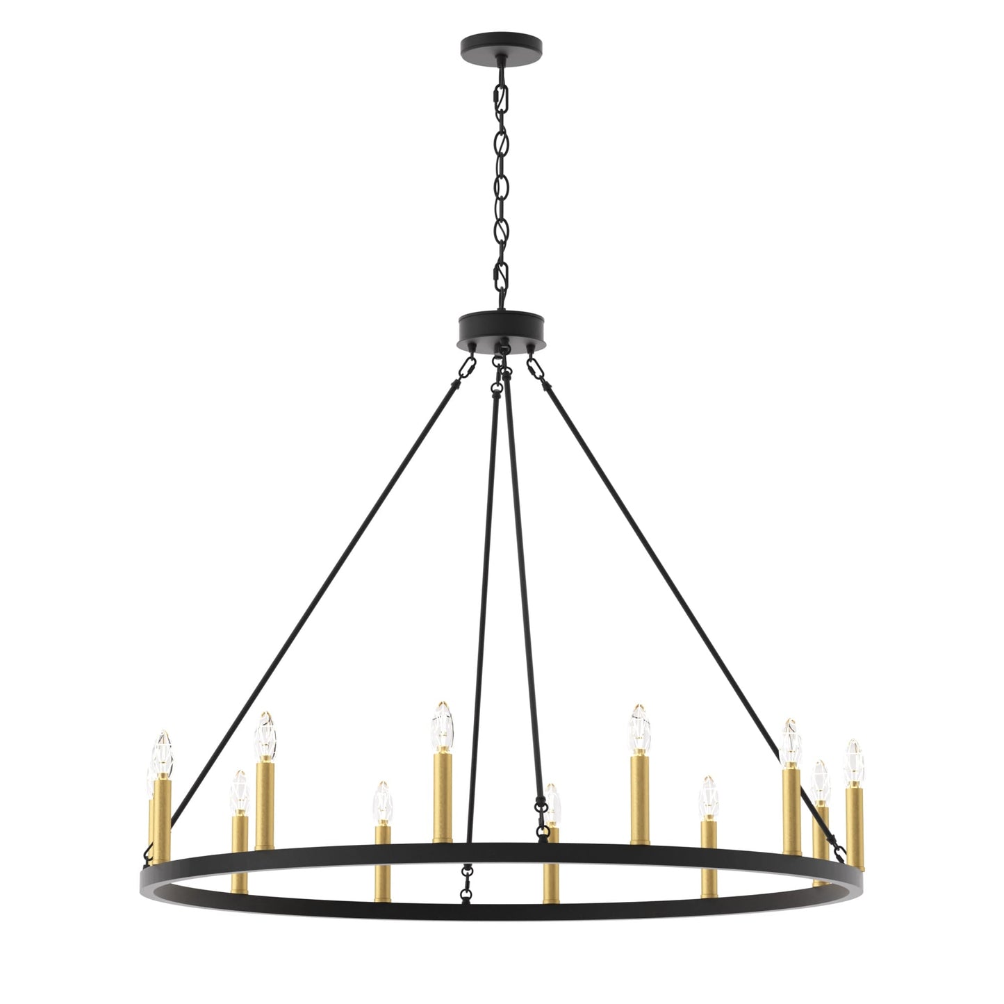 Suspension Acroma à 12 lumières, style ferme, en forme de roue de charrette de 40 pouces, avec certification UL - 40'' de diamètre x 138'' de hauteur