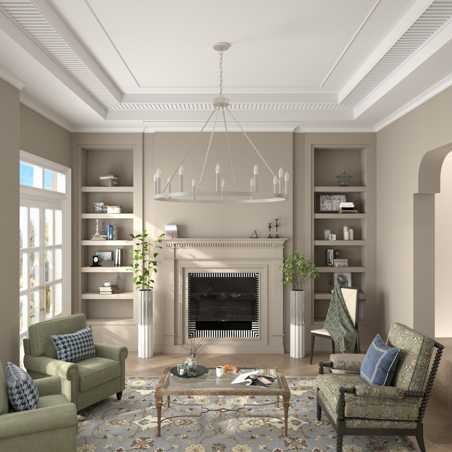 Suspension Acroma à 12 lumières, style ferme, en forme de roue de charrette de 40 pouces, avec certification UL - 40'' de diamètre x 138'' de hauteur