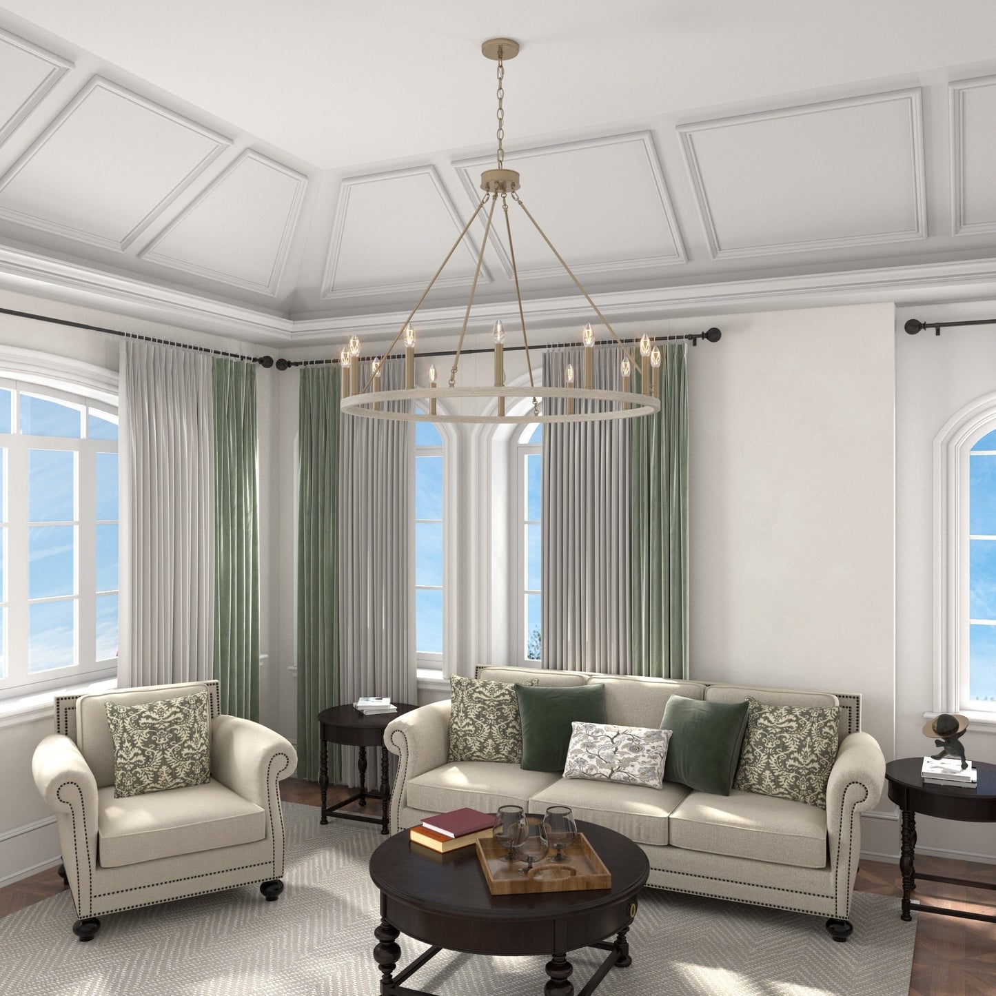 Suspension Acroma à 12 lumières, style ferme, en forme de roue de charrette de 40 pouces, avec certification UL - 40'' de diamètre x 138'' de hauteur