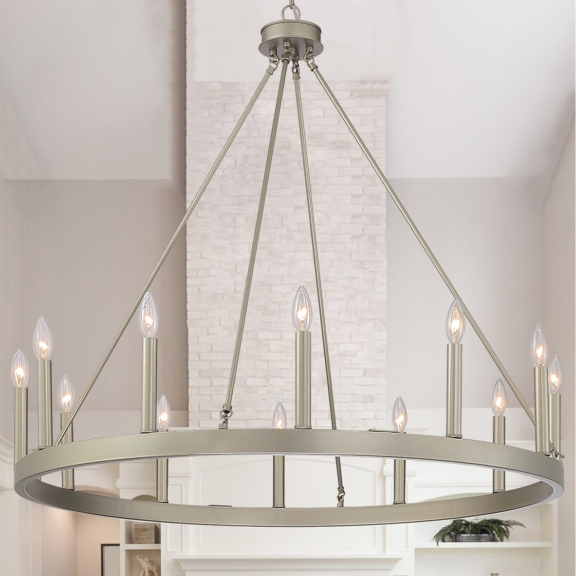 Suspension Acroma à 12 lumières, style ferme, en forme de roue de charrette de 40 pouces, avec certification UL - 40'' de diamètre x 138'' de hauteur