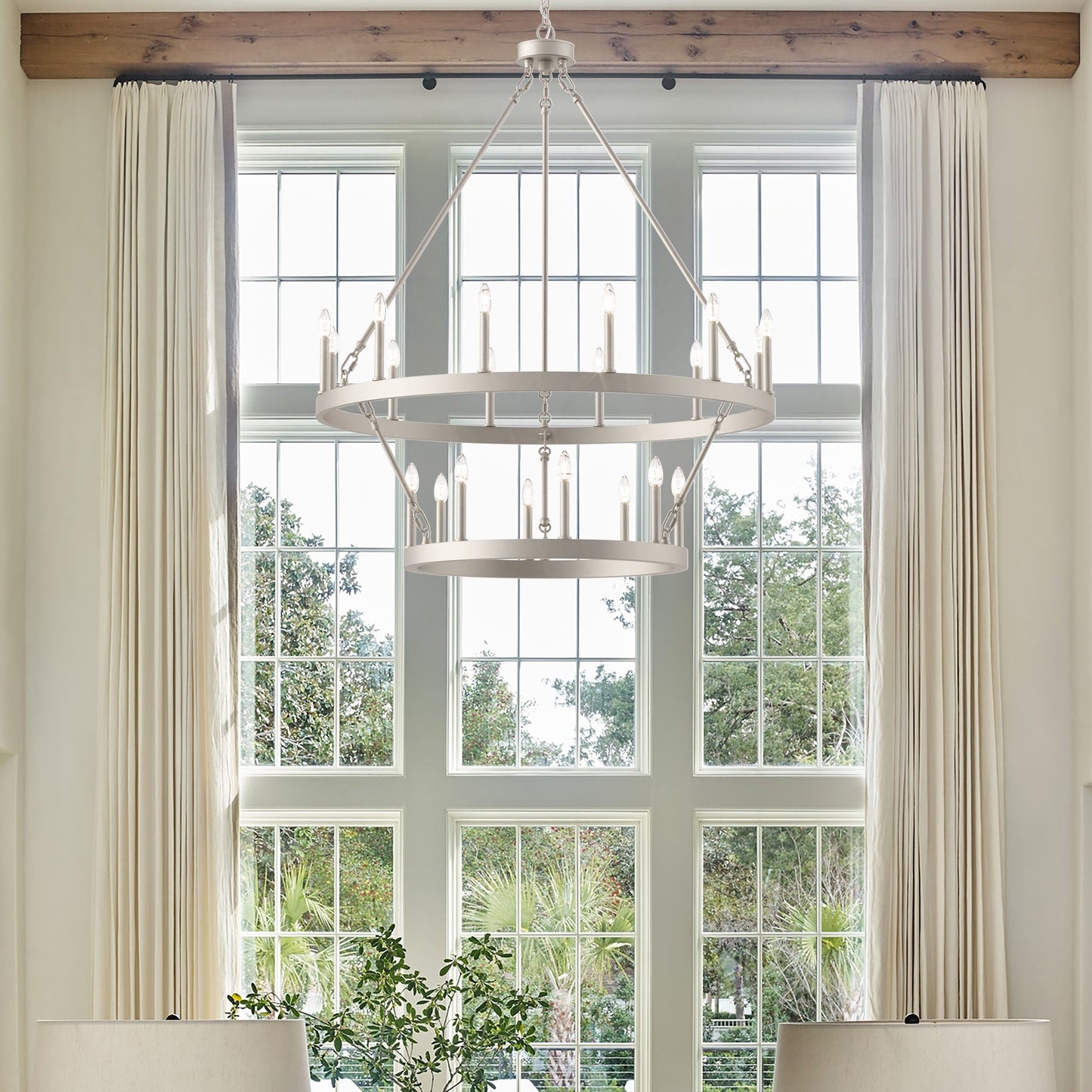 Luminaire Acroma à 20 lumières, style ferme moderne, en forme de roue de charrette ronde de 40 pouces, avec certification UL.