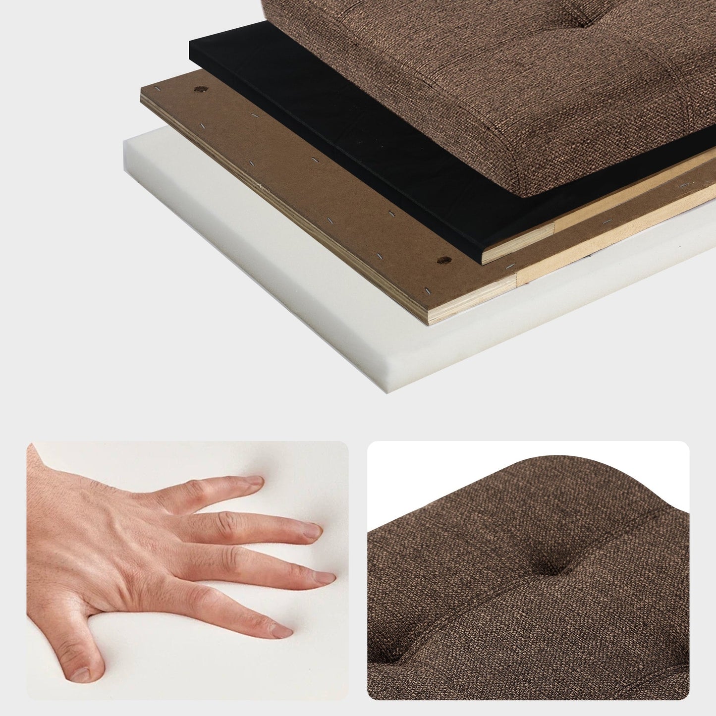 Tabouret-pouf de rangement en simili cuir Adeco 50