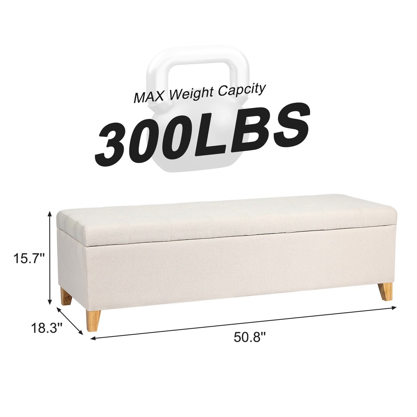 Tabouret-pouf de rangement en simili cuir Adeco 50