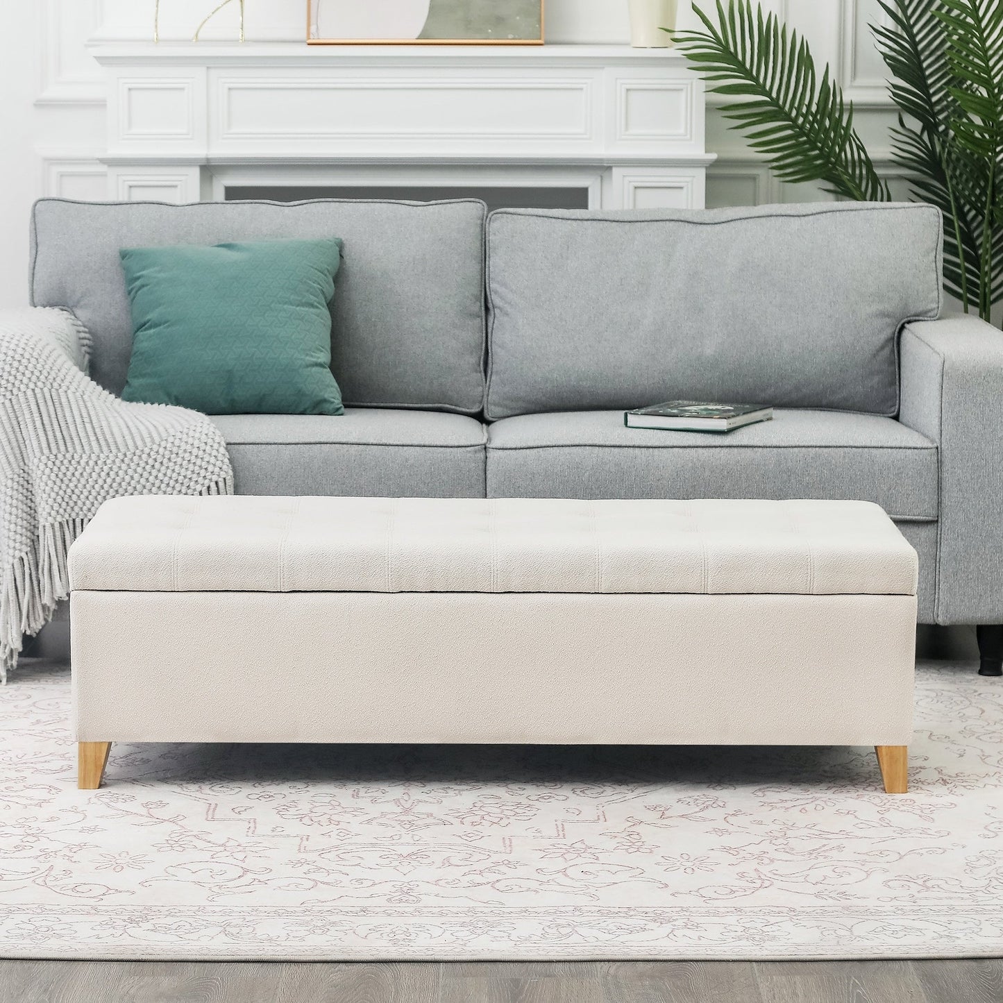 Tabouret-pouf de rangement en simili cuir Adeco 50