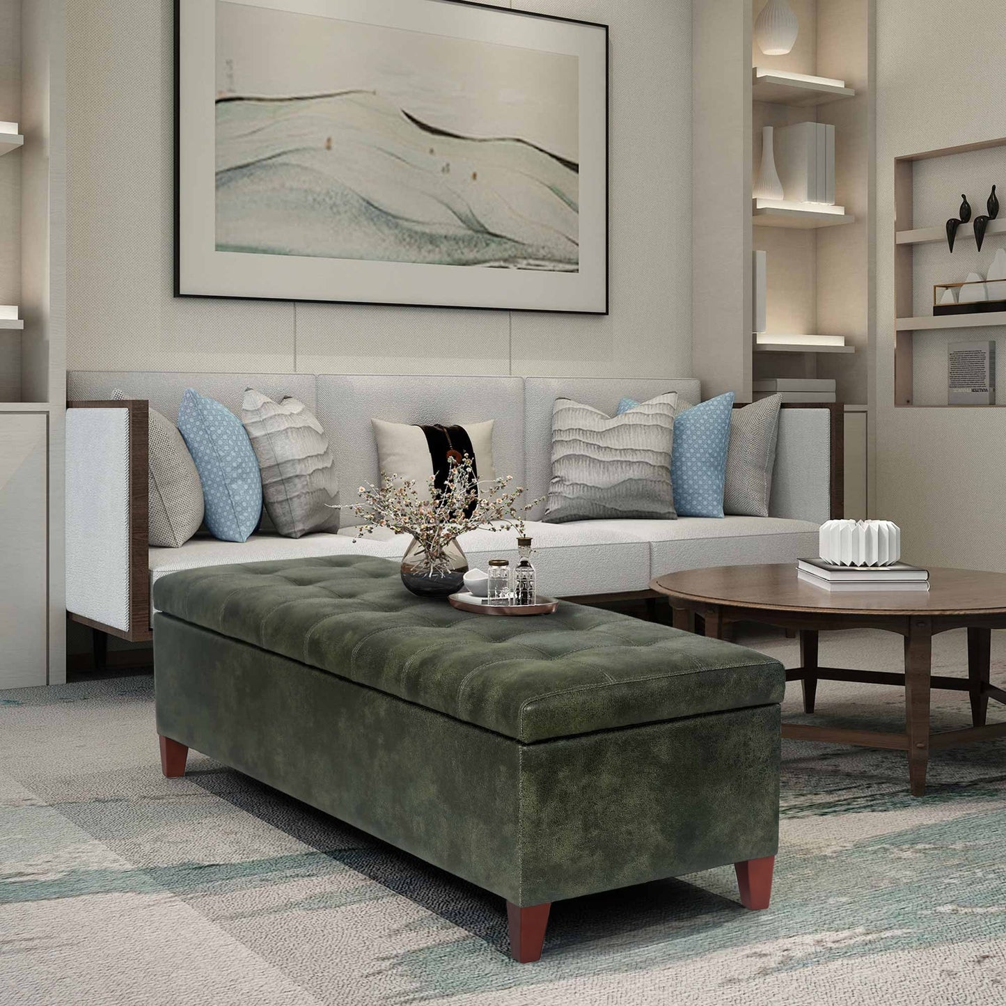 Tabouret-pouf de rangement en simili cuir Adeco 50