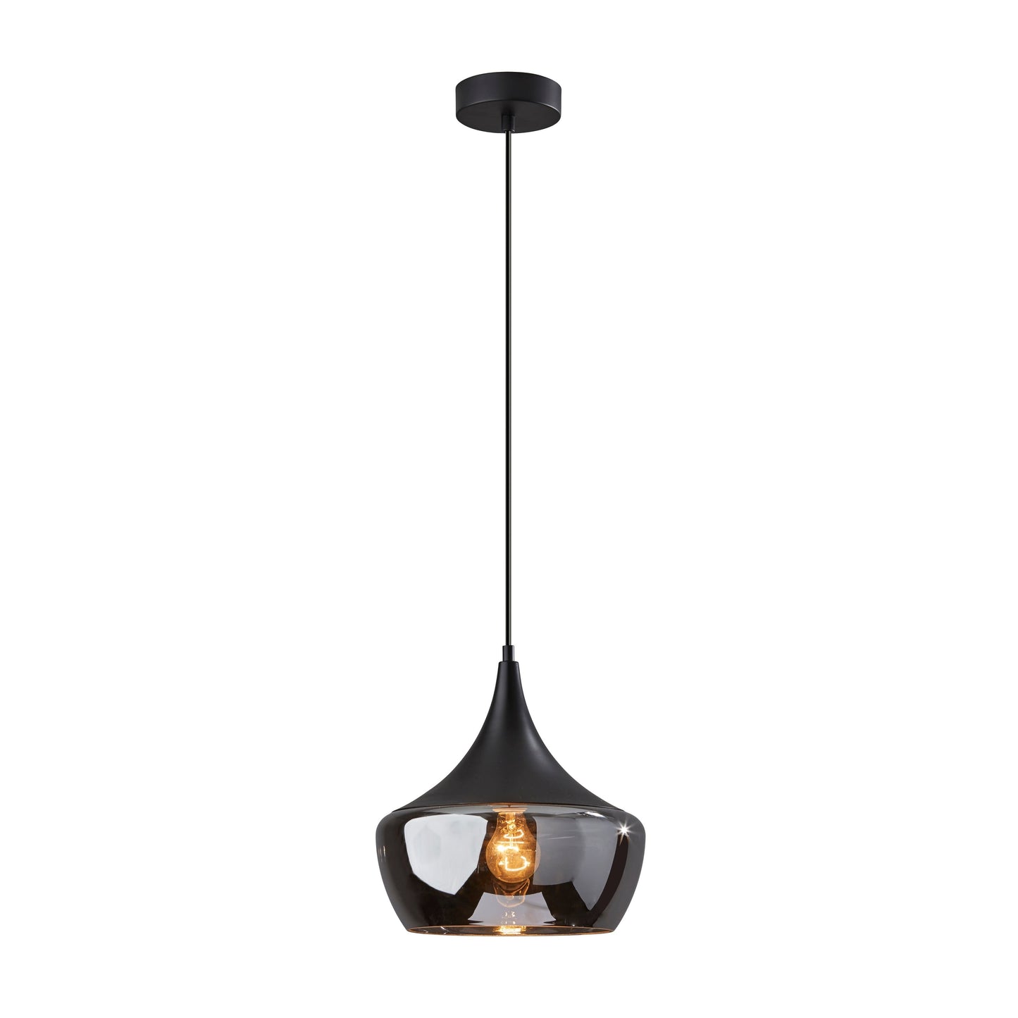 Lampe suspendue Eliza en noir ou en acier d'Adesso