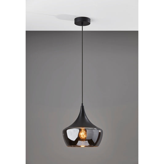 Lampe suspendue Eliza en noir ou en acier d'Adesso