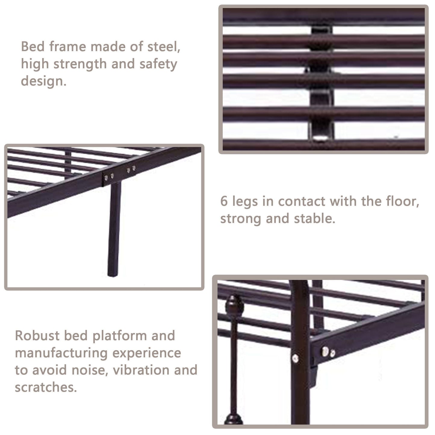 Cadre de lit plateforme en métal simple et vintage, facile à assembler, de Alazyhome