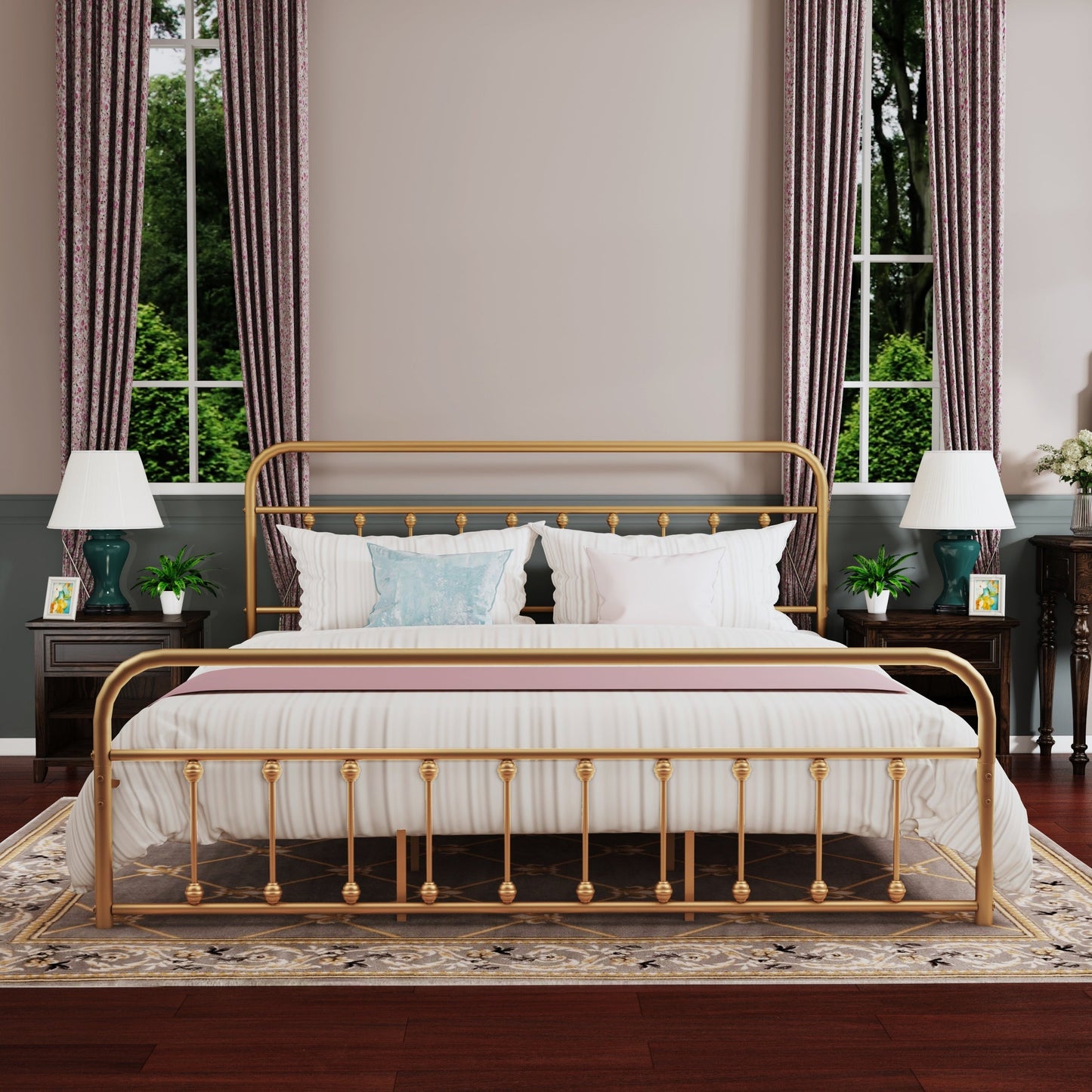 Cadre de lit plateforme en métal simple et vintage, facile à assembler, de Alazyhome