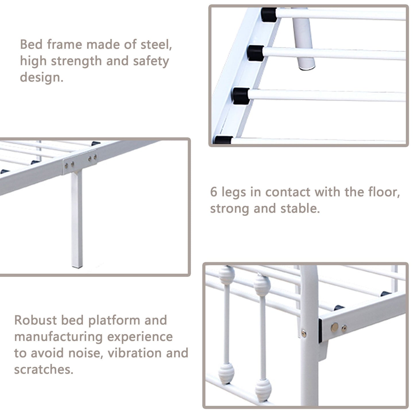Cadre de lit plateforme en métal simple et vintage, facile à assembler, de Alazyhome