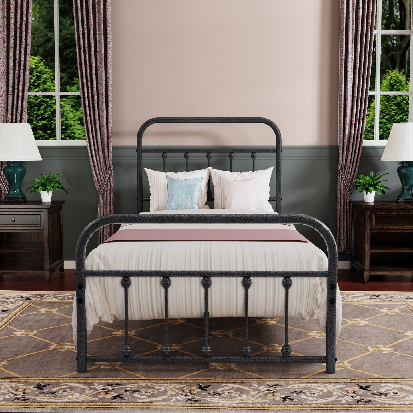 Cadre de lit plateforme en métal simple et vintage, facile à assembler, de Alazyhome