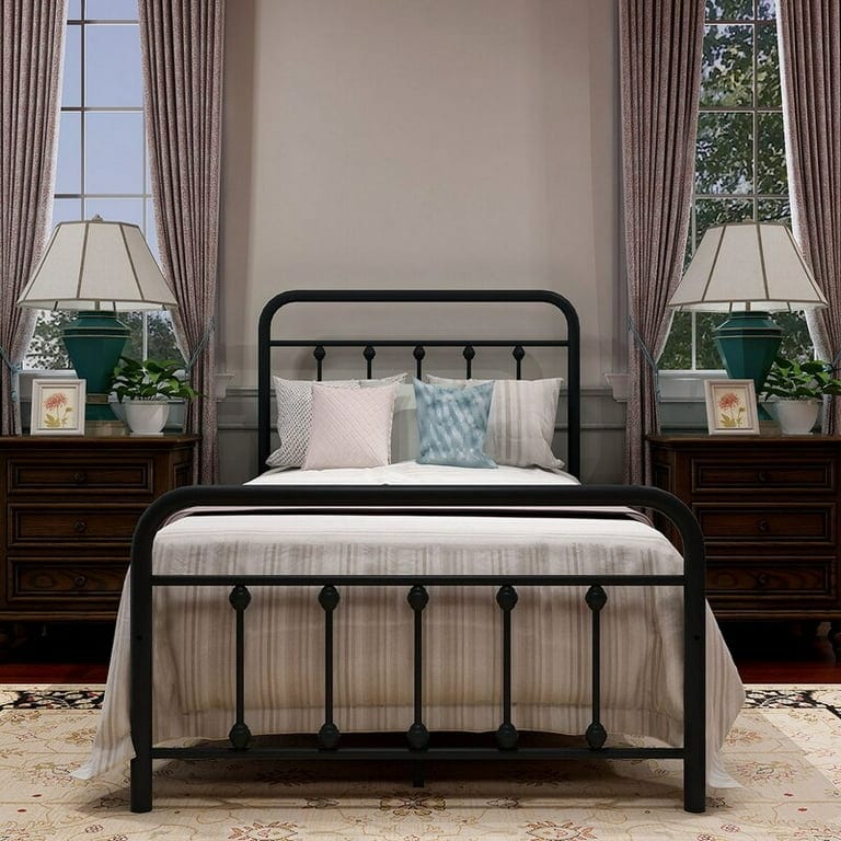 Cadre de lit plateforme en métal simple et vintage, facile à assembler, de Alazyhome