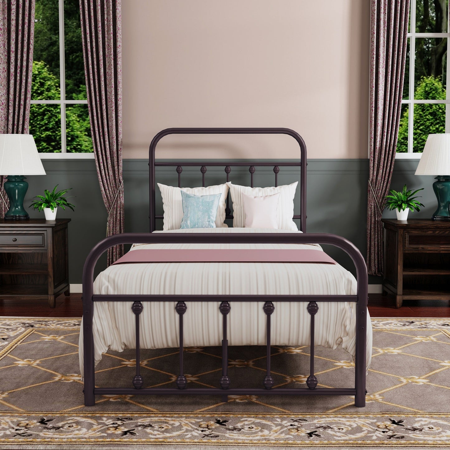 Cadre de lit plateforme en métal simple et vintage, facile à assembler, de Alazyhome