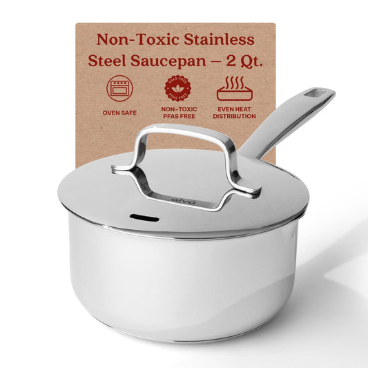 Casserole Alva Maestro en acier inoxydable avec couvercle, 2 Qt, avec bec verseur - 6.3