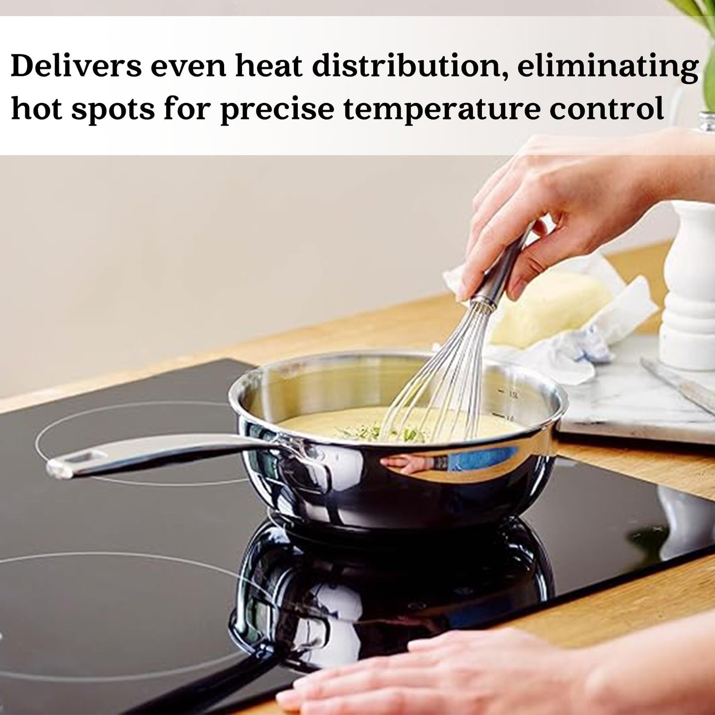 Casserole à sauce Alva Maestro en acier inoxydable 5 plis - 1,6 Qt. Non toxique