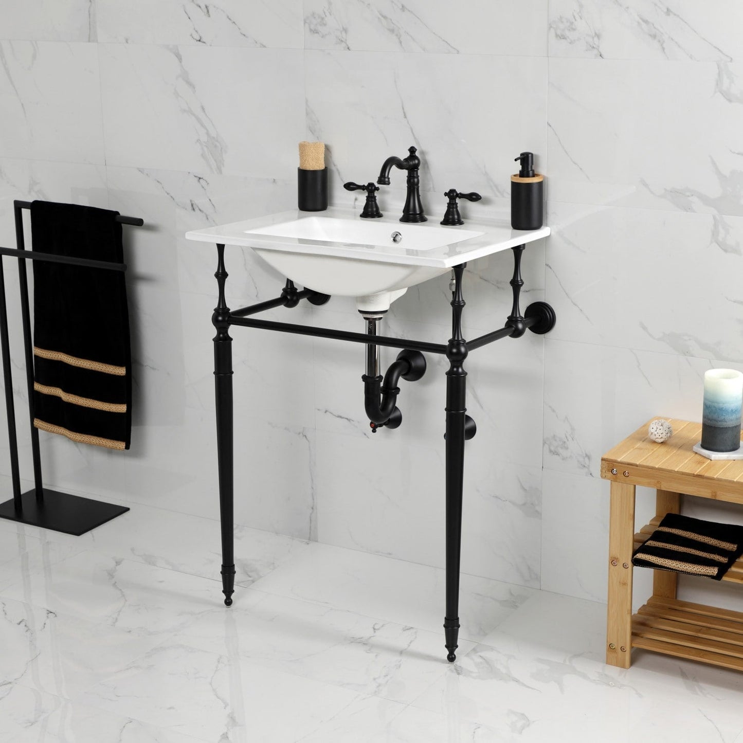 Robinet de salle de bain à large encrage, style américain classique