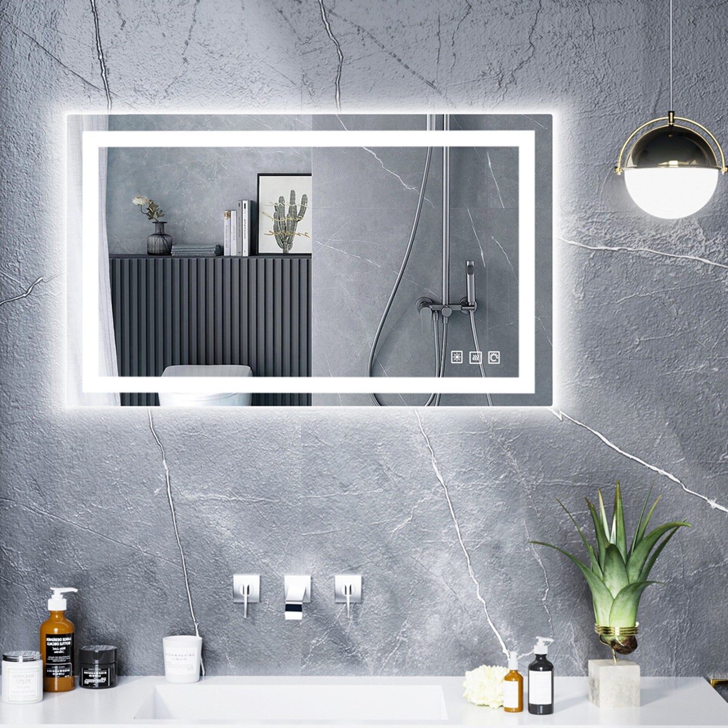 Miroir de salle de bain anti-buée avec rétroéclairage RGB et éclairage LED frontal