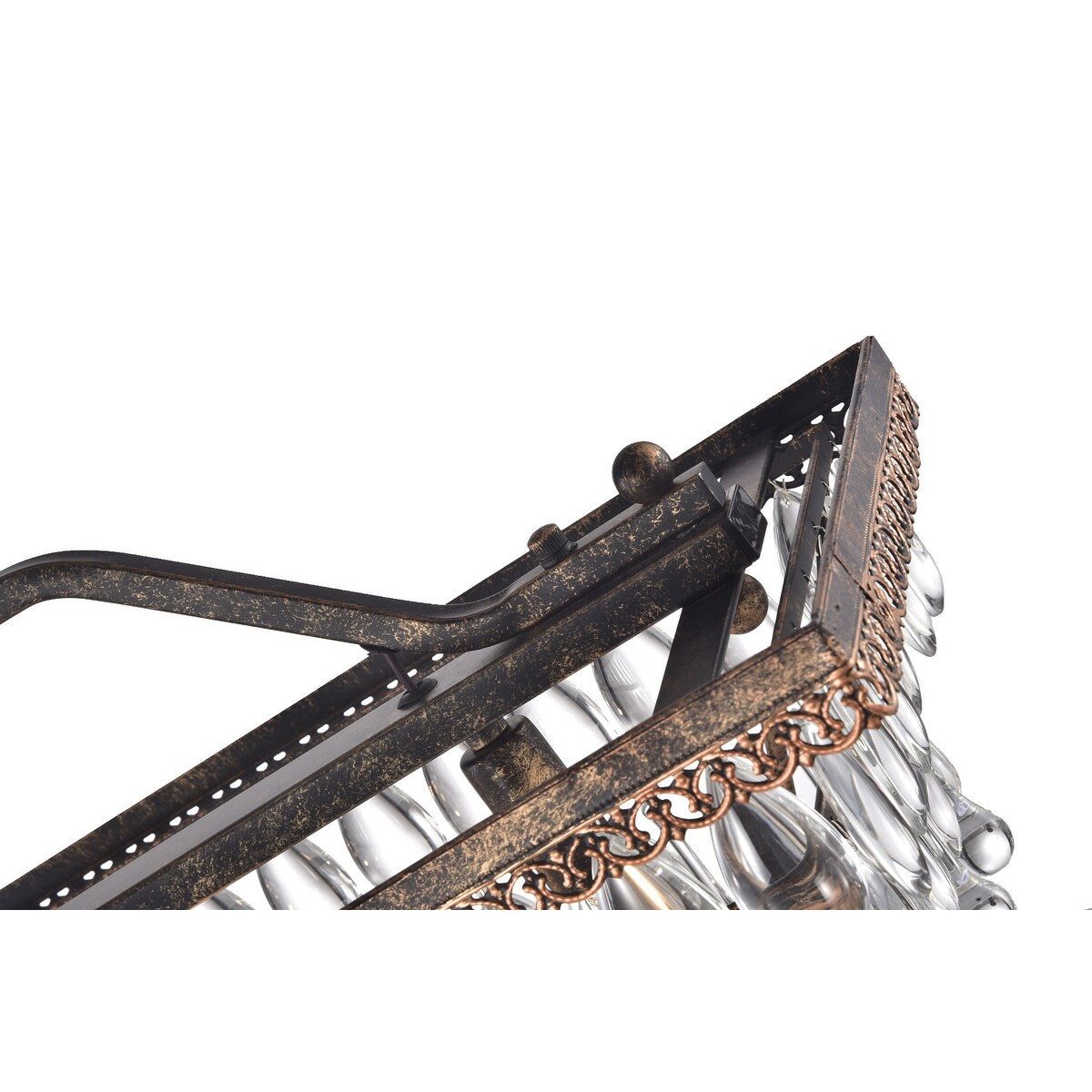 Suspension rectangulaire pour îlot de cuisine à 6 lumières en bronze antique avec cristaux - Bronze antique