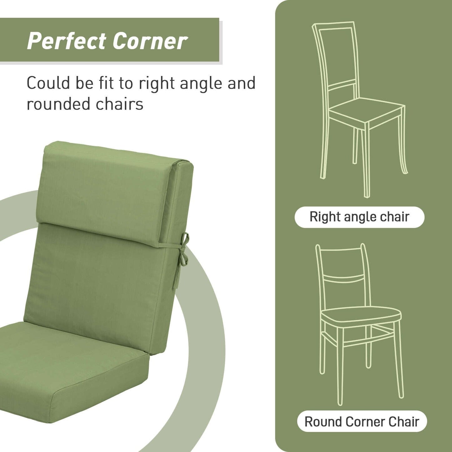 Aoodor Lot de 4 coussins pour chaises de jardin à dossier haut, 46x21x4 pouces (coussins uniquement)