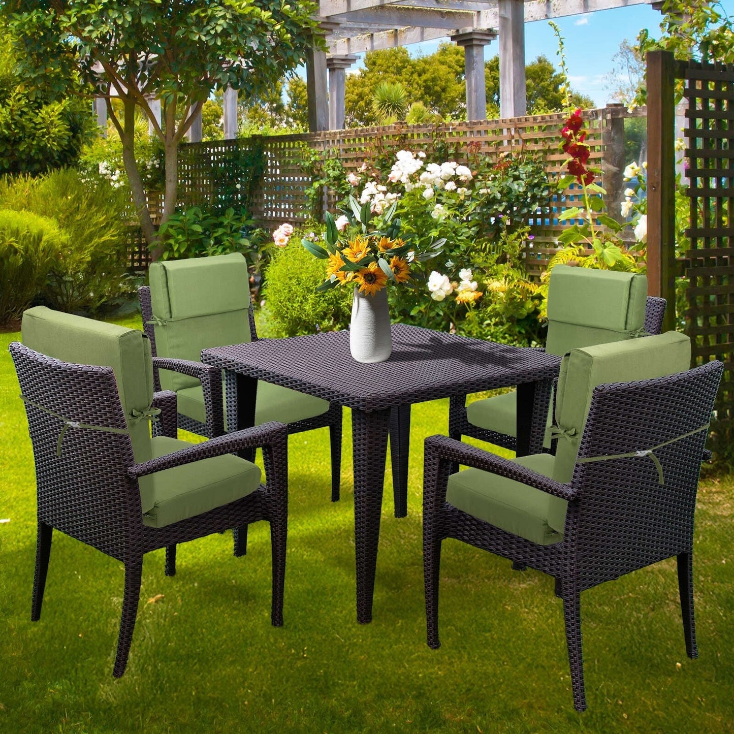 Aoodor Lot de 4 coussins pour chaises de jardin à dossier haut, 46x21x4 pouces (coussins uniquement)
