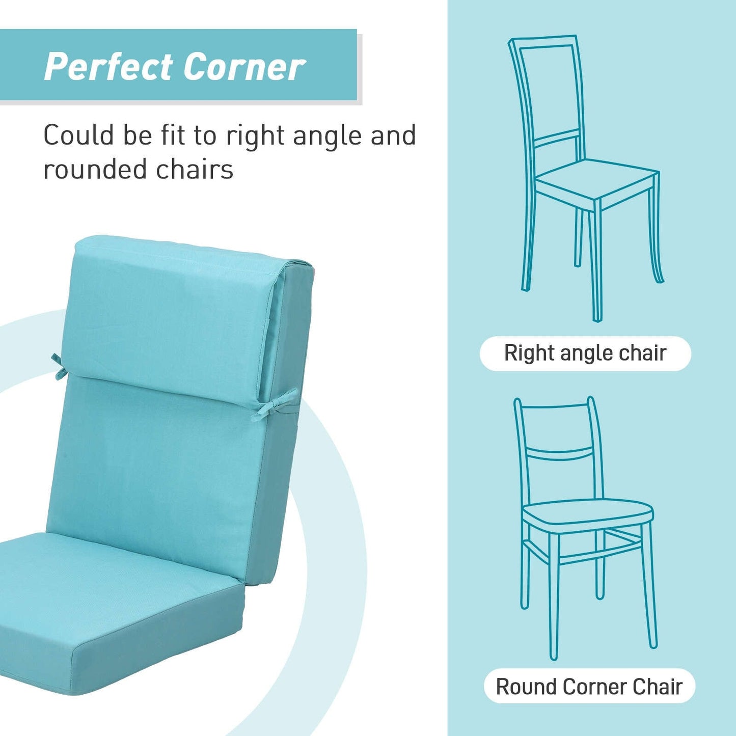 Aoodor Lot de 4 coussins pour chaises de jardin à dossier haut, 46x21x4 pouces (coussins uniquement)