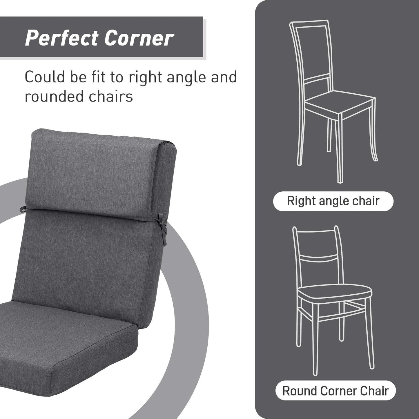 Aoodor Lot de 4 coussins pour chaises de jardin à dossier haut, 46x21x4 pouces (coussins uniquement)