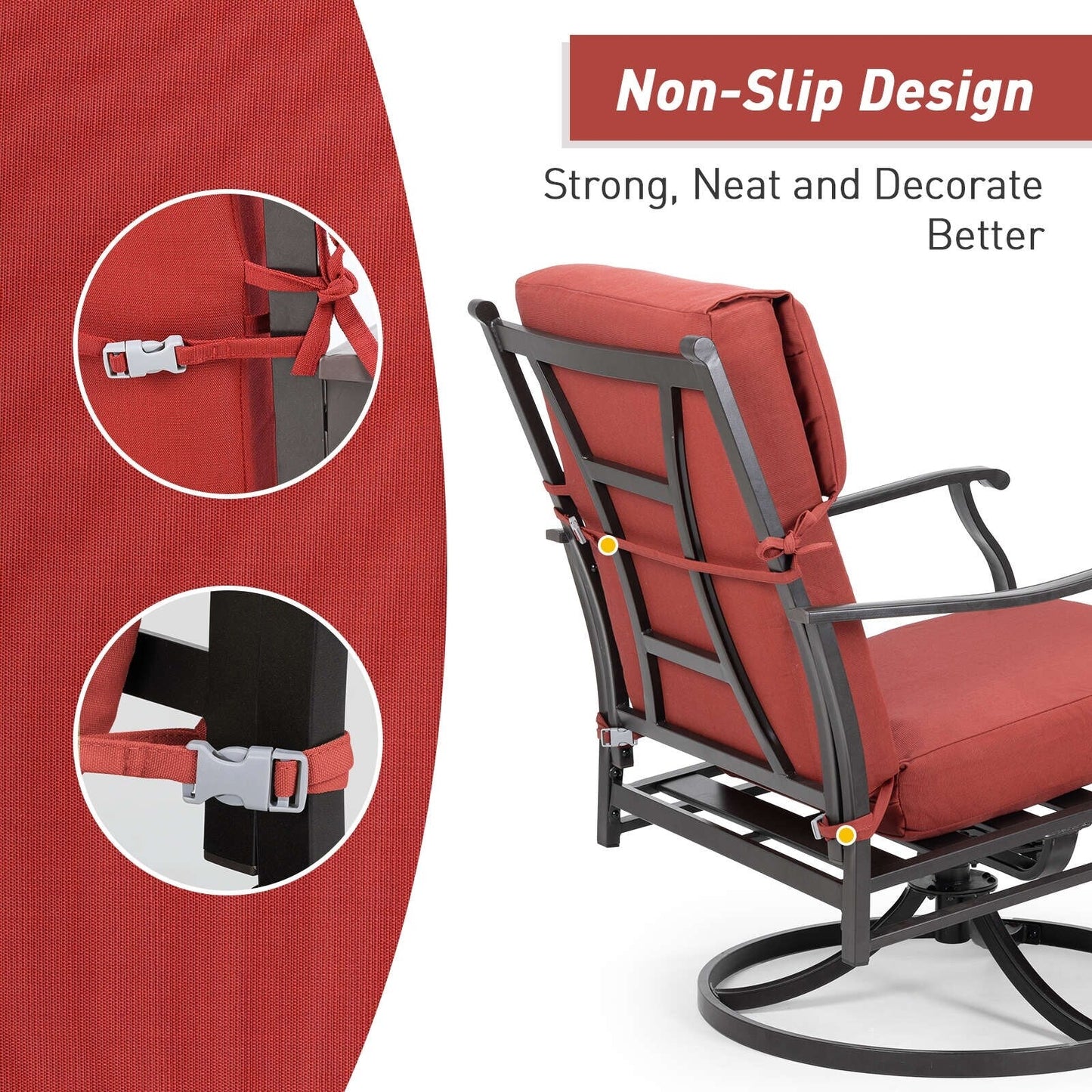 Aoodor Lot de 4 coussins pour chaises de jardin à dossier haut, 46x21x4 pouces (coussins uniquement)