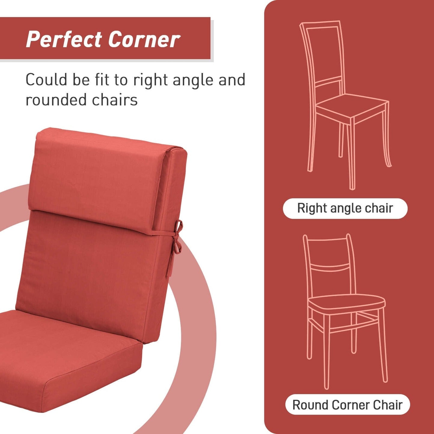 Aoodor Lot de 4 coussins pour chaises de jardin à dossier haut, 46x21x4 pouces (coussins uniquement)