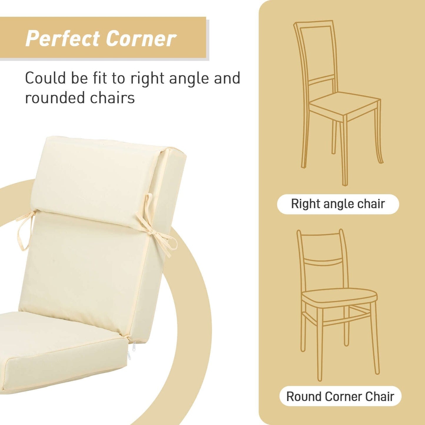 Aoodor Lot de 4 coussins pour chaises de jardin à dossier haut, 46x21x4 pouces (coussins uniquement)