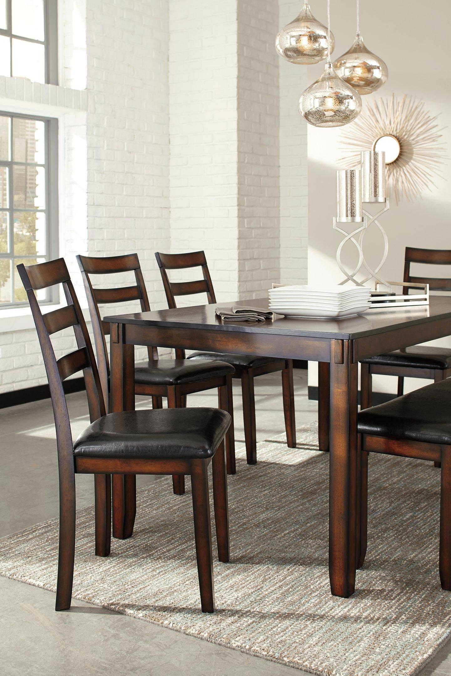 Table à manger et chaises Coviar avec banc (ensemble de 6)