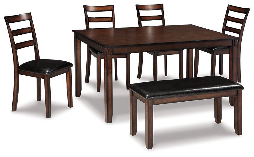 Table à manger et chaises Coviar avec banc (ensemble de 6)