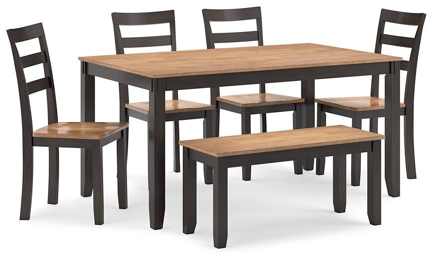 Table à manger Gesthaven avec 4 chaises et banc (ensemble de 6)