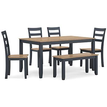 Table à manger Gesthaven avec 4 chaises et banc (ensemble de 6)