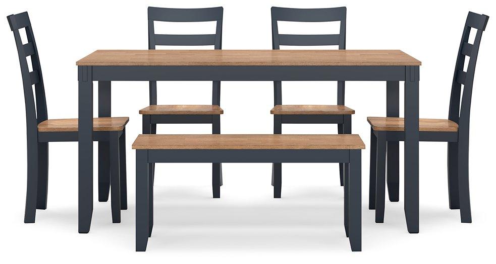 Table à manger Gesthaven avec 4 chaises et banc (ensemble de 6)