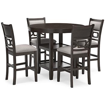 Table de salle à manger Langwest à hauteur de comptoir et 4 tabourets de bar (ensemble de 5)