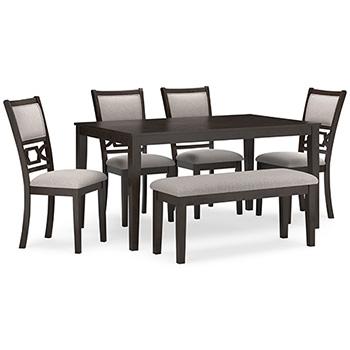 Table à manger Langwest et 4 chaises et banc (ensemble de 6)