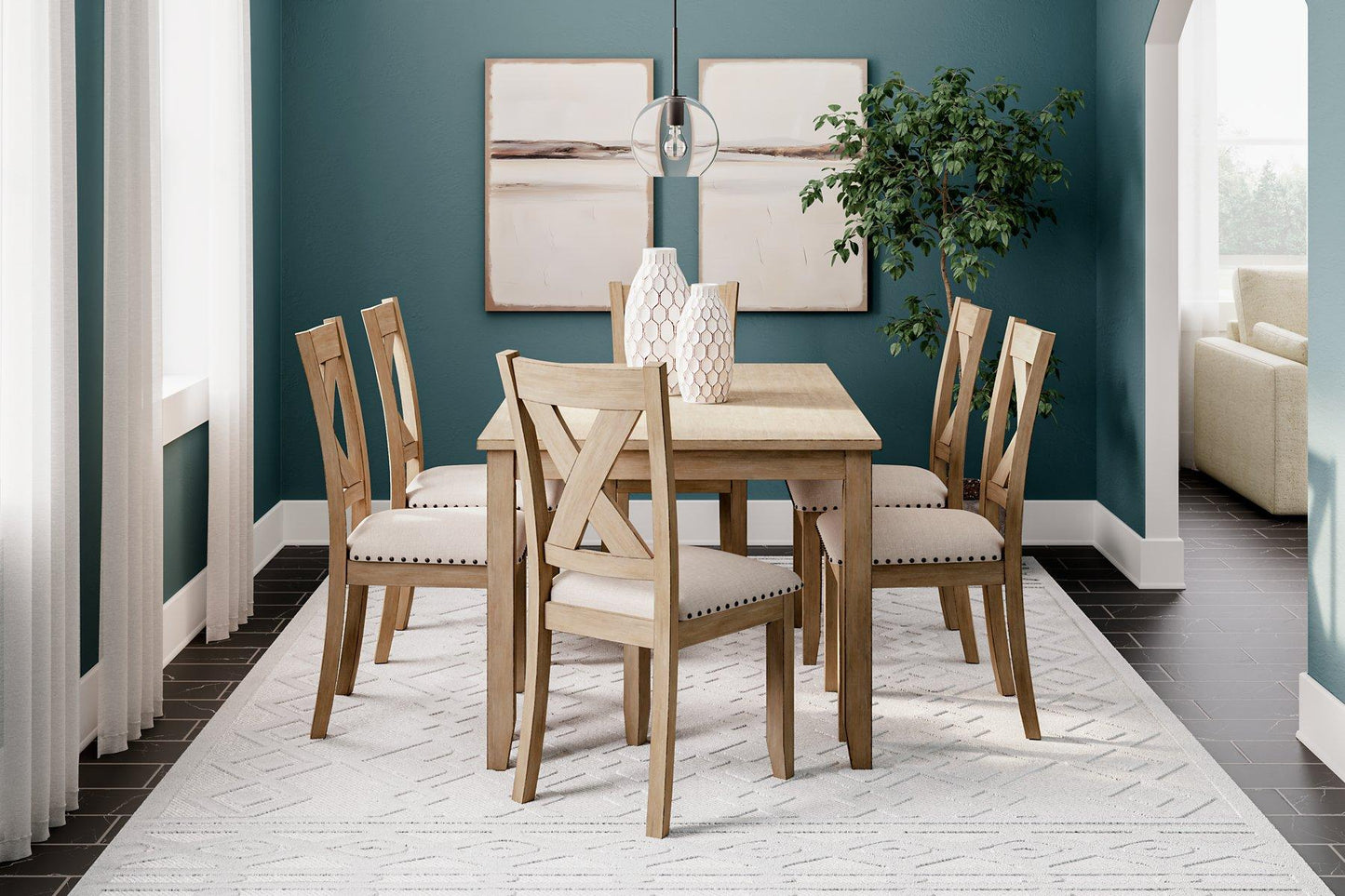 Table à manger et chaises Sanbriar (ensemble de 7)