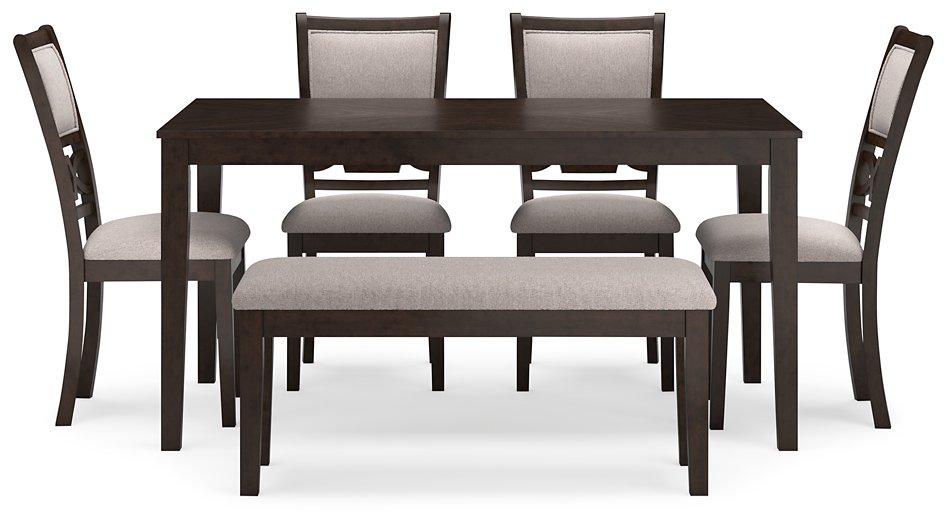 Table à manger Langwest et 4 chaises et banc (ensemble de 6)