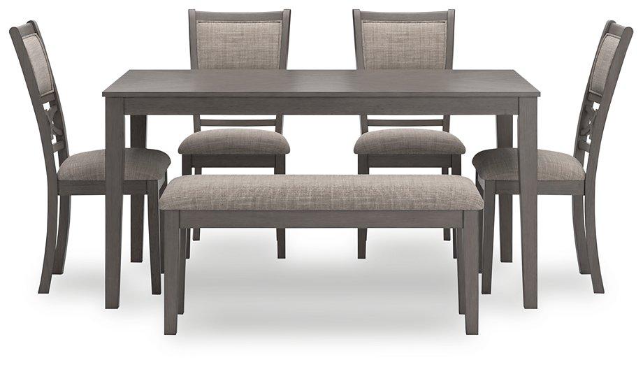 Table à manger Wrenning et 4 chaises et banc (ensemble de 6)
