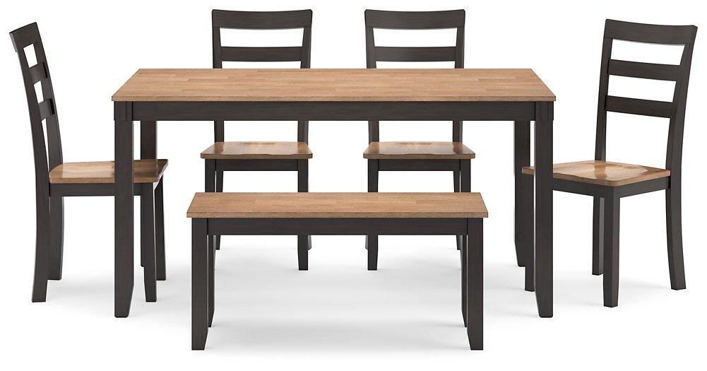 Table à manger Gesthaven avec 4 chaises et banc (ensemble de 6)