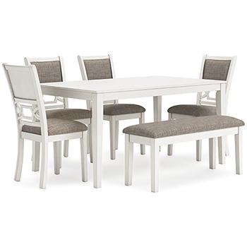 Table à manger Erinberg et 4 chaises et banc (ensemble de 6)