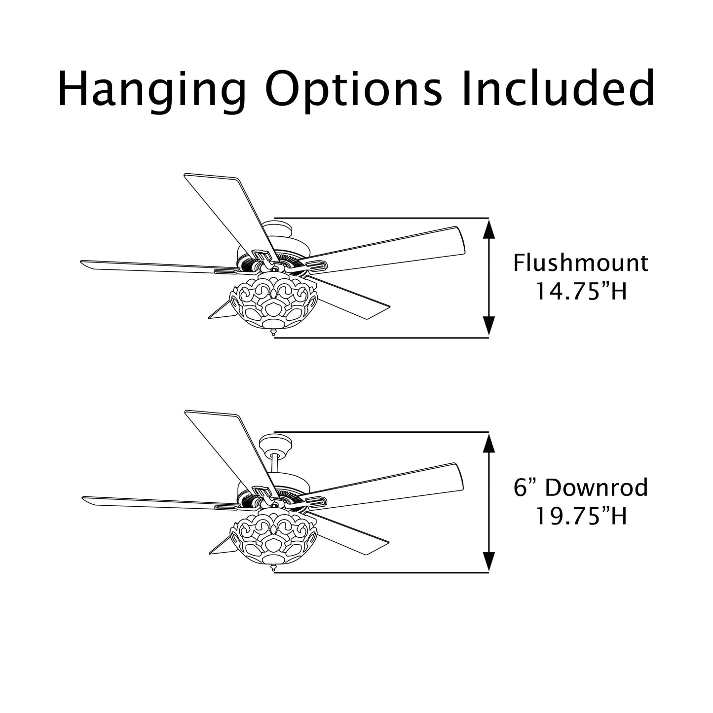 Ventilateur de plafond Astrid River of Goods à 3 lumières, 52 pouces, bronze huilé multicolore et verre teinté - 52 x 52 x 14,75/19,75